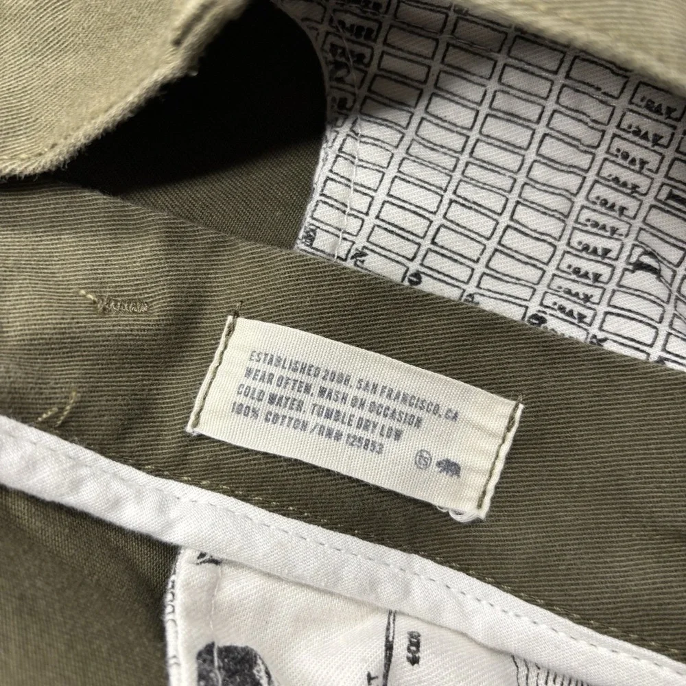 Taylor Stitch Pants Mens Size 31 (30x30) Democratic Fit Green‎ 100% Cotton Chino